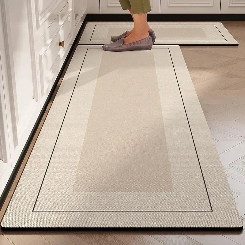 Kitchen Carpet Water-absorbent Anti-slip Floor Mat Diatom Mud Oil Absorption Foot Mats Minimalist Stripe Home Decoration Rug