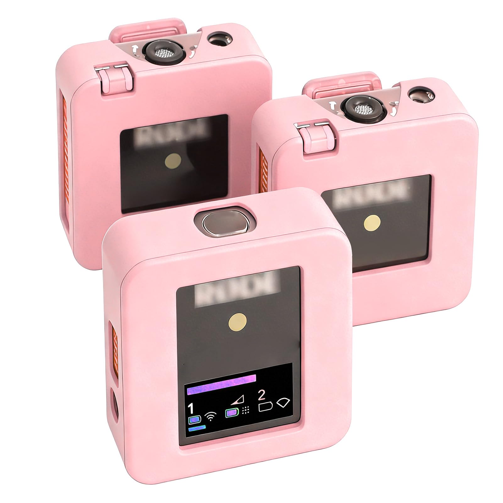 Acogedor 3PCS Silicone Protective Case for RODE Wireless Go and Go II Microphone Pink Drop-Resistant Shockproof Travel Cover