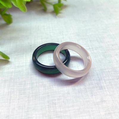 White Agate Ring Jiangyuan Jade Small Gift Jade Ring Supply Wholesale Chalcedony Round Ring