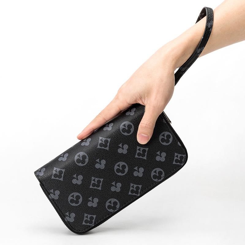 

New printed clutch bag women s fashion double zipper clutch bag men s bag universal long wallet