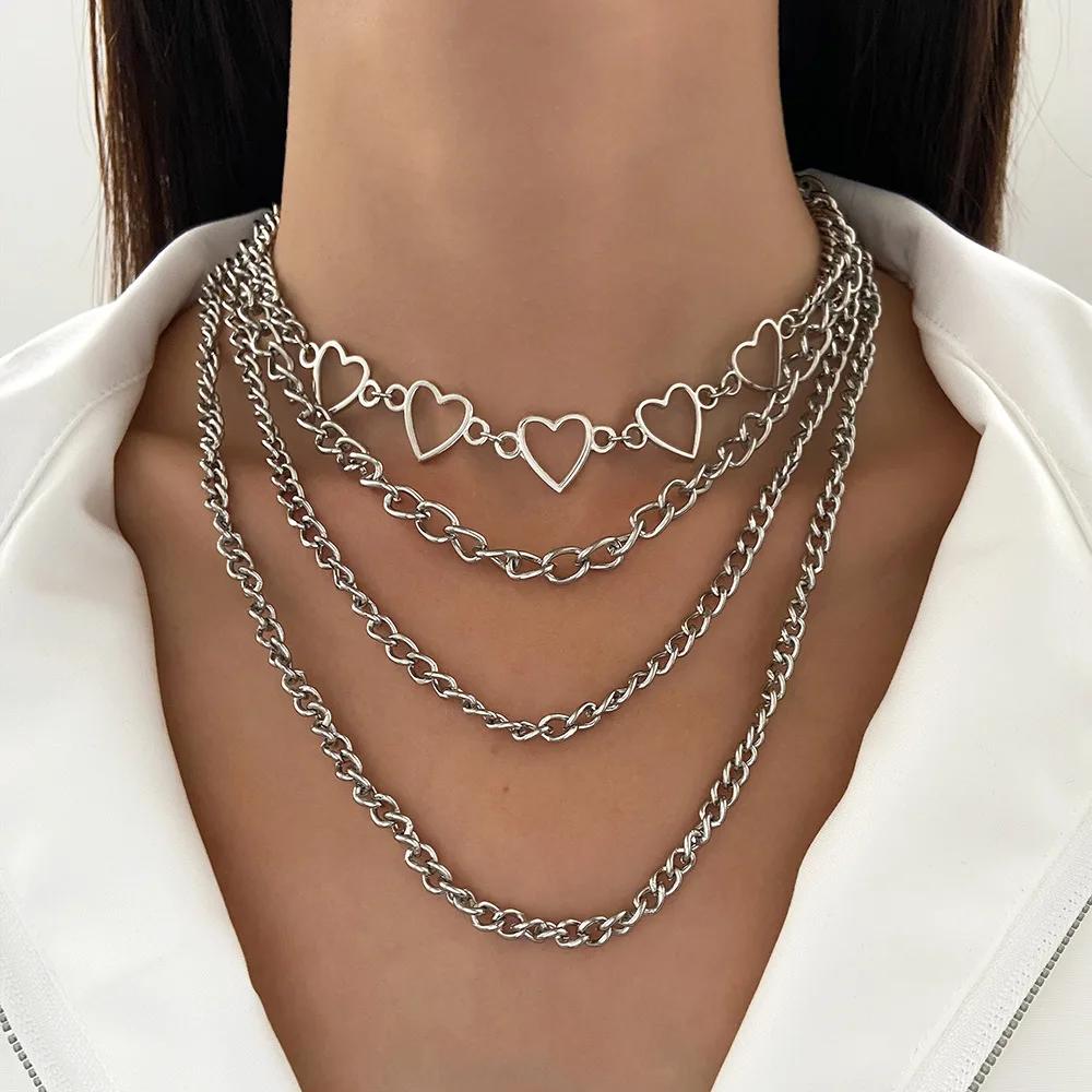 Personality Design Pearl Cross Pendant Necklace for Women Goth Style Crystal Stainless Steel Chain Chokers Punk Party Jewelry