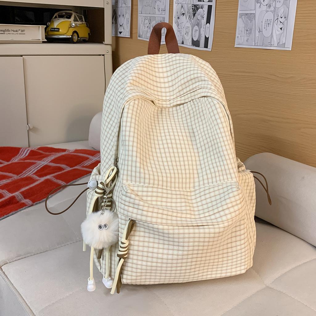 Schultasche Campus Schultasche Damen Koreanische Ausgabe ins Einfacher Karierter Rucksack Highschool-Schüler Große Kapazität Freizeit Reise Rucksack