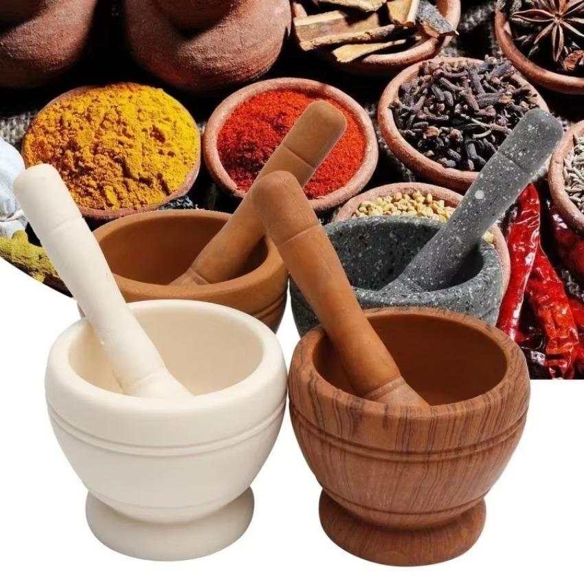 1 Pcs Restaurant Kitchen Tools Resin Setmortar and Pestle Garlic Herb Spice Mixing Grinding Crusher Bowl
