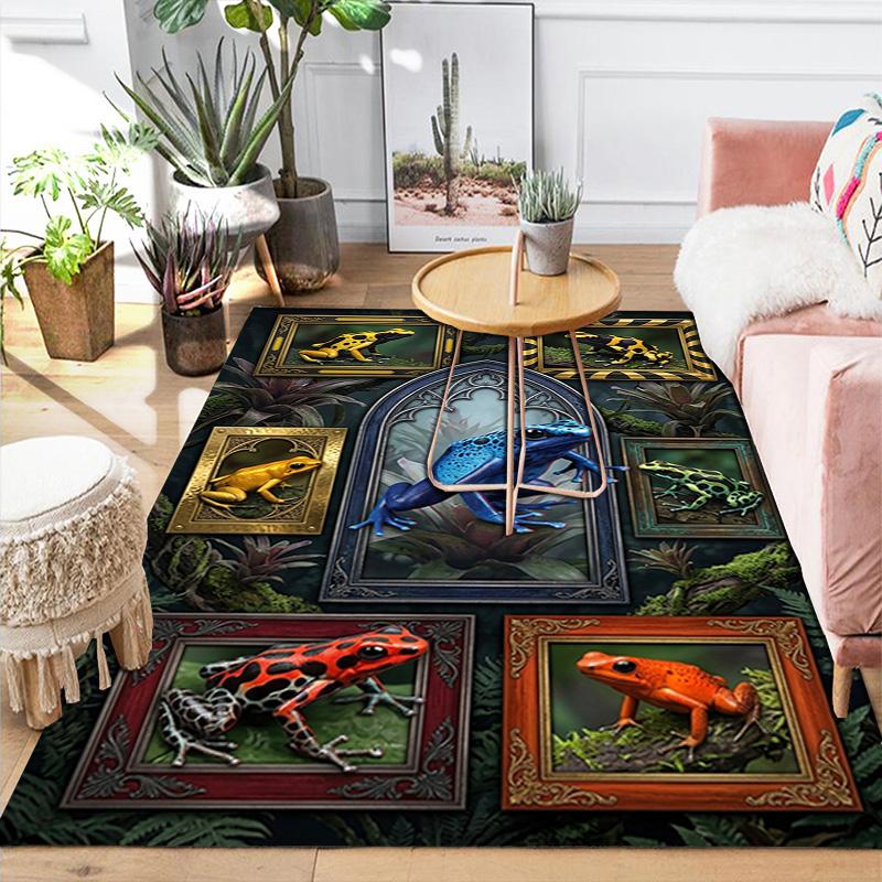 Frog Collection Pattern Rug Floor Mat for Living Room or Bedroom Soft and Comfortable Carpet a Gift for Birthday and Holiday.