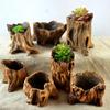 Creative Retro Cement-Look Tree Stump Succulent Planter