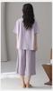 Women's Pure Cotton Pajama Set with Built-in Bra, Short Sleeve Top & 7/8 Pants - Sweet Summer Homewear.