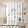 1pc Gray Flower and Watercolor Floral Pattern Fresh Artistic Style Printed Shower Curtain with Plastic Hooks Suitable for Home