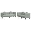2 Piece Sofa Set with Cushions Light Grey Velvet