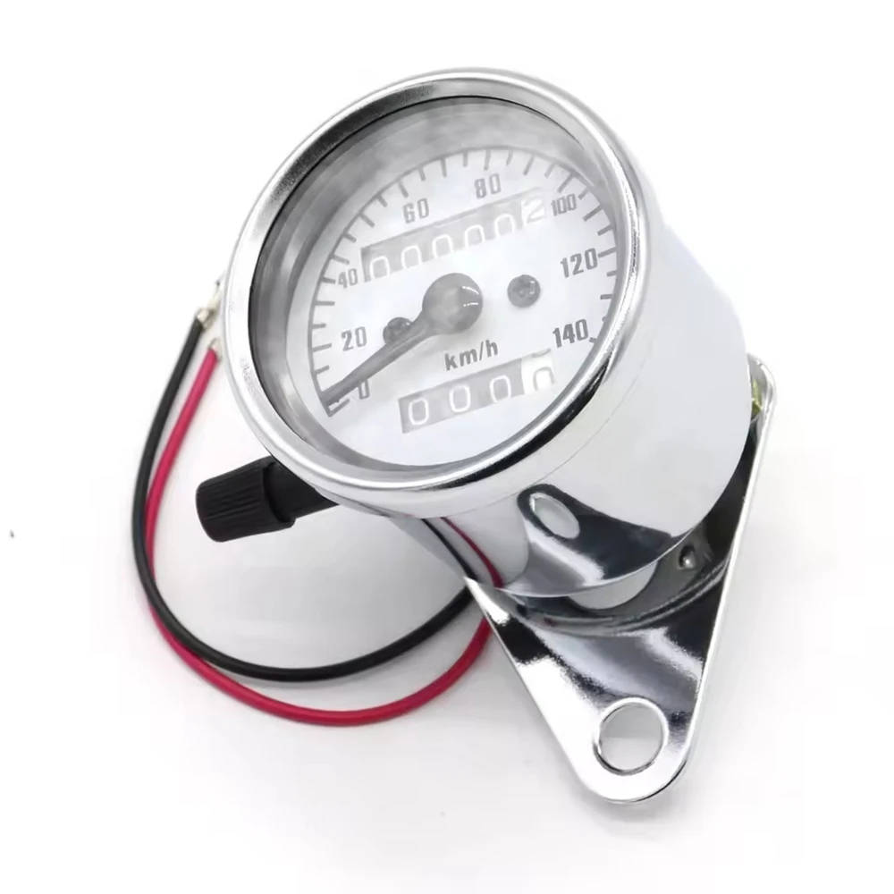 Universal Motorcycle Mechanical Dual Odometer Speedometer Gauge Speed Line Interface Metal Chrome for Harley Bobber Chopper Cafe
