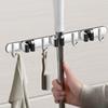 Wall Mounted Rack Space Saving Brooms Organizer Storage Solution for Bathroom