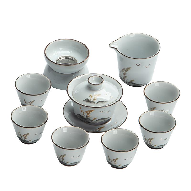 Guanyao Kung Fu Tea Set Gift Box Set Ceramic Teapot Cover Bowl Teacup Opening Gift Gift Guochaofeng Tea Set