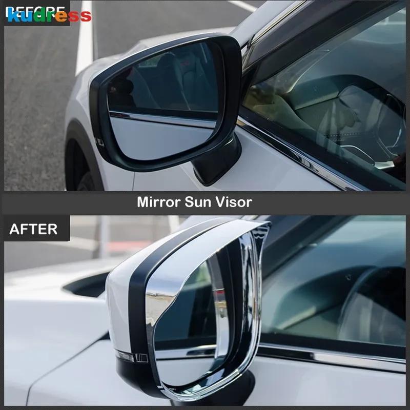 For Mazda CX5 CX-5 KF CX-8 2017--2024 Chrome Car Rearview Mirror Eyebrow Rain Shield Sun Visor Cover Trim Accessories