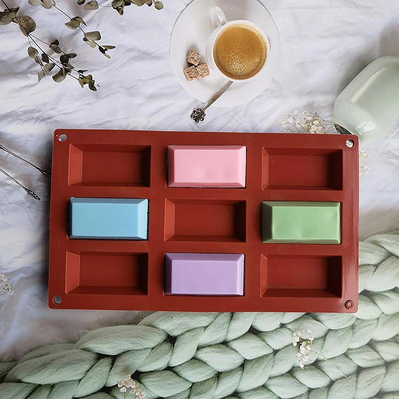 Molde de silicona para pasteles con 9 cavidades, forma de ladrillo, para galletas, chocolate, bandeja para hornear, repostería, postres y más.