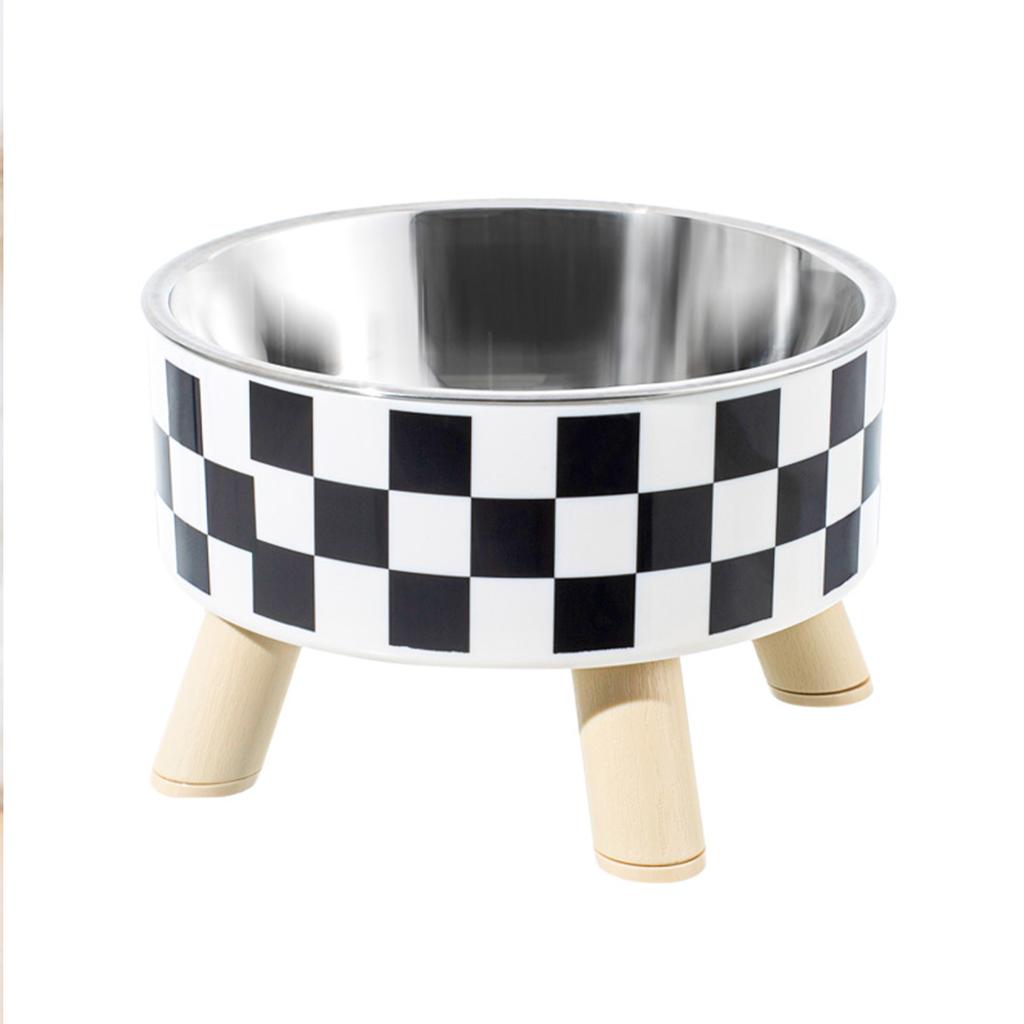 Pet Cat and Dog Bowl Polka-dot Plaid Stainless Steel Anti-slip Easy To Clean Indoor and Outdoor