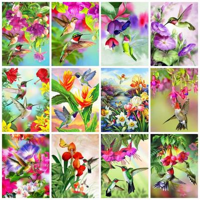 Vollquadratischer runder Bohrer Diamantmalerei Vogel Tier Strass Kit 5D Diamant Stickerei Blume Bastelset Dekor für Zuhause