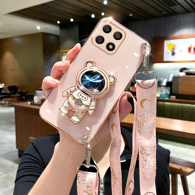 Honorx8 Umhängeband Vergoldetes Etui Für Huawei Honor X8 X8a X6 X6a X6s 4g 5g 70 90 Lite X7 X7a Silikon Ständer Hülle Honorx8a