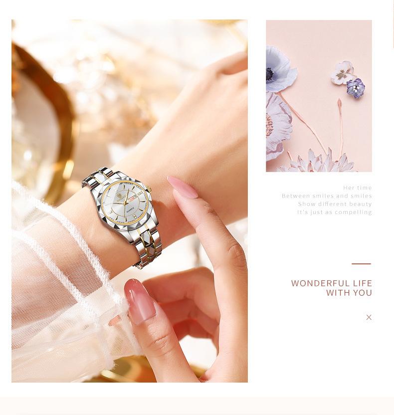 Brand 5552 Luxury Women Quartz Watch Waterproof Night Light Dual Calendar Fashionable Sports Women's Quartz Watch Clock