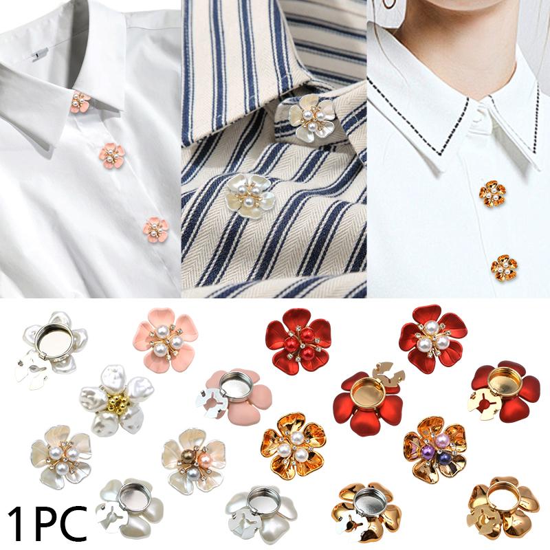 1PC Jewelry Pearl Five-petal Flower Shape Gift Accessories Exquisite Button Cover Wedding Cufflinks Elegant 32/29x17mm