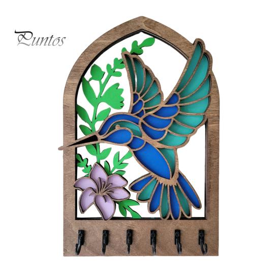 

Держатель ключей в виде колибри с 6 металлическими крючками, гладкий край без заусенцев, деревянный крючок для ключей в виде птицы, органайзер для прихожей розовый