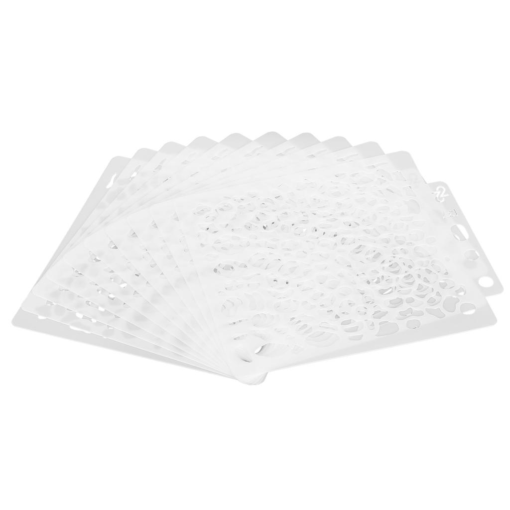 10ks šablon na vrstvení 14x12,8cm Opakovaně použitelné šablony pro embosování s dutým PET malováním S137