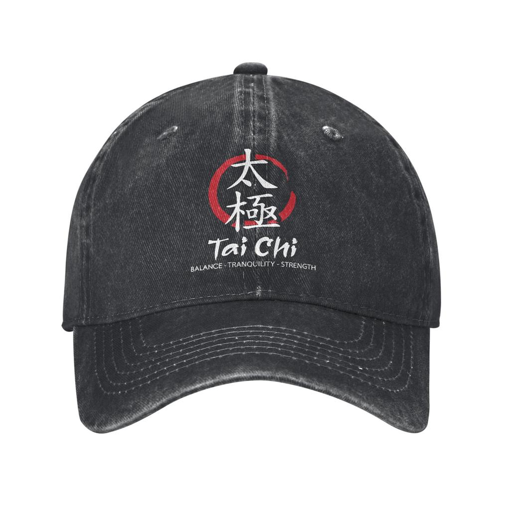 Tai Chi in ChineseCalligraphy Baseball Caps Casual Distressed Denim Chi Chuan Kung Fu Snapback Hat Unisex Outdoor Workouts Gift