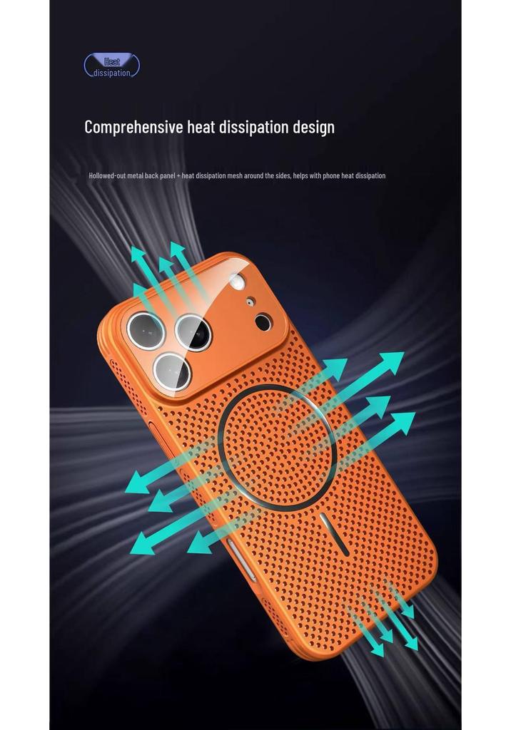 Magnetic Heat Dissipation Case for iPhone 17 Pro Max - Breathable, Contrasting Color, Apple-Compatible Protective Cover