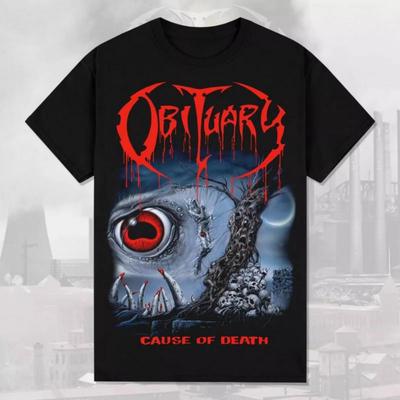 Чорна футболка Obituary Причина смерті 1990 Брутальний дез-метал Графічна Бавовняна Чоловіча Жіноча Футболка Футболка з коротким рукавом Оверсайз