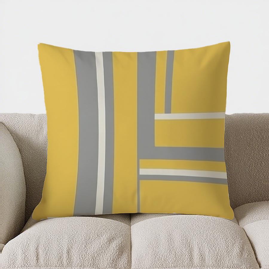 Home Decor Modern Yellow And Gray Striped Pillow Cover Pattern Cushion Cover Suitable For Sofa Bedroom Car Pillow Cover