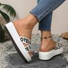 New cross-strapped thick-bottomed cool slippers summer casual letter color matching large-size beach slippers women 43
