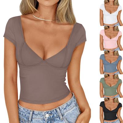 Spring And Summer New Style Daily Casual Fashion Commuting Comfortable Short Sleeved T-Shirt Jacquard Top Vest For Women