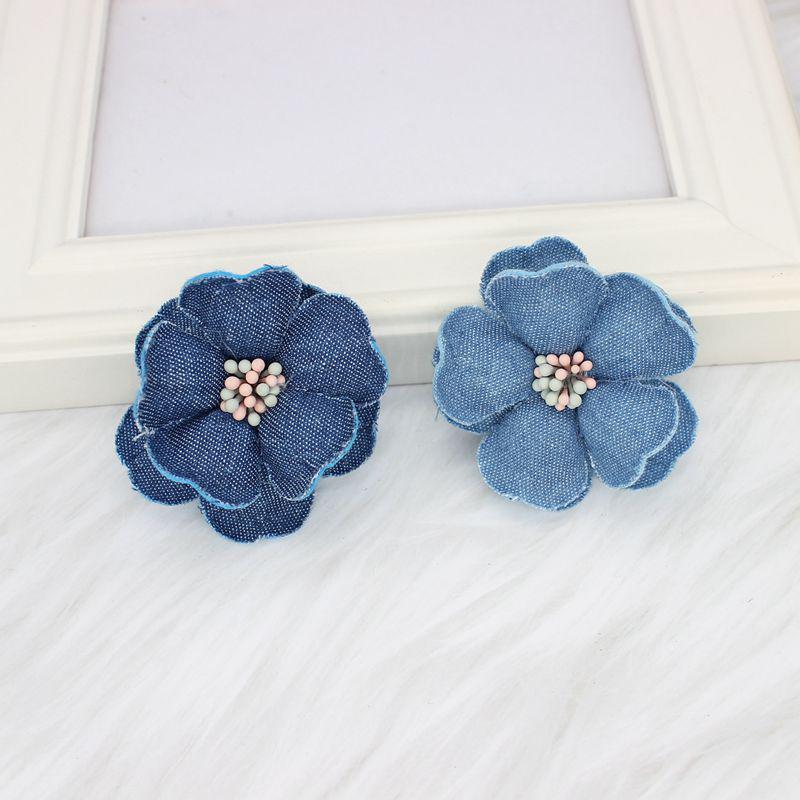 

Retro Denim Handmade Fabric Camellia Rose Necklace and Clothing Flower Accessories