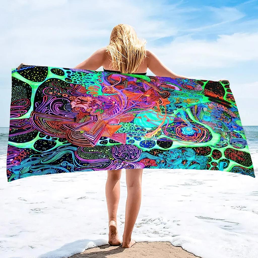 Gothic Graffiti Beach Towel Oversized Rock Hip Hop Style Microfiber Beach Towel Quick-Drying Absorbent Sand Free Bath Towels