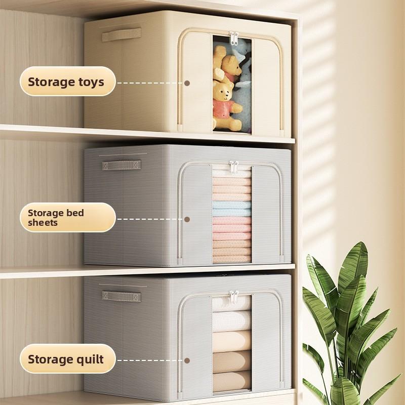 Foldable Oxford Cloth Storage Bin With Transparent Pvc Window For Bedroom Closet Organization