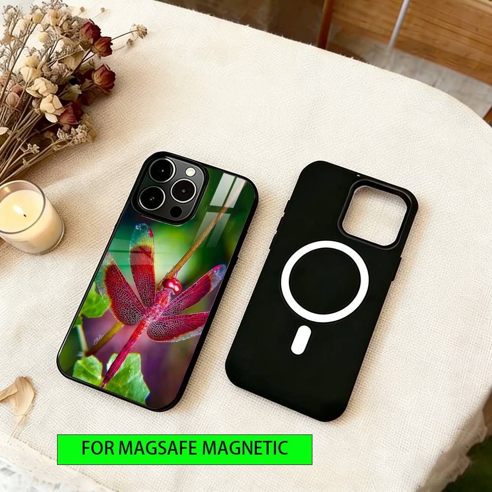 Libelle Tier Handyhülle Für iPhone17,16,15,14,13,12,11 Plus,Pro Magnetisch Für Magsafe Kabelloses Laden