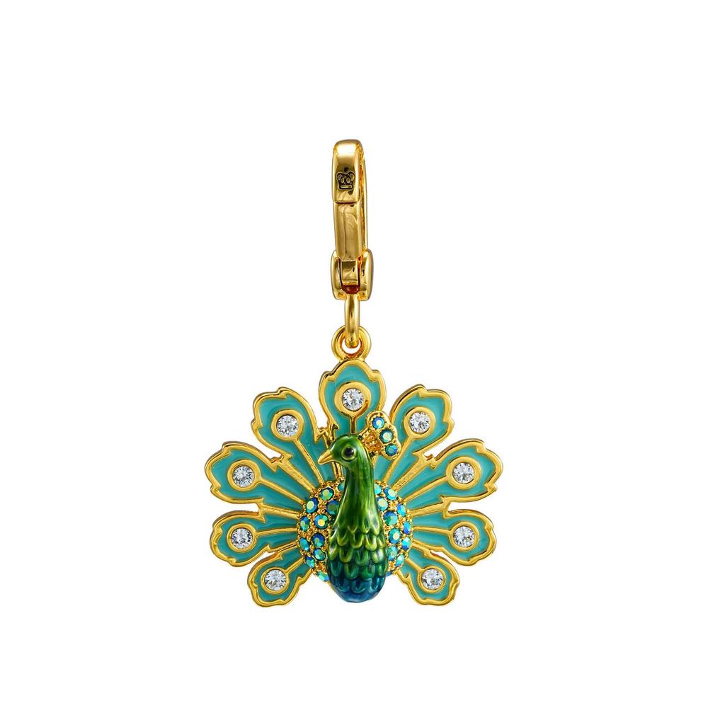Ethnic Style Peacock Pendant Necklace with Enamel and Diamond-Inlaid Feathers