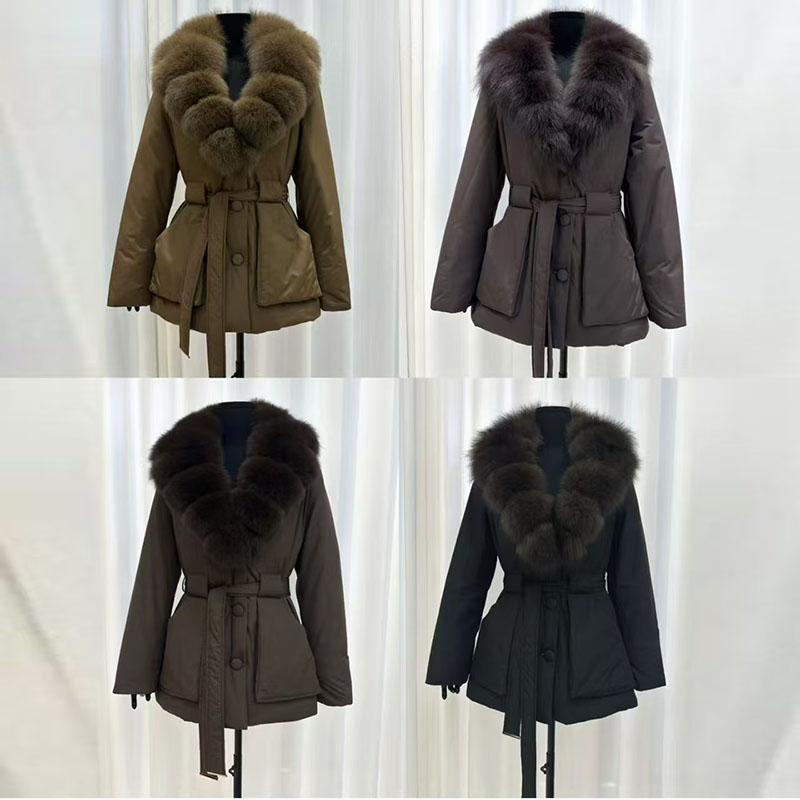 Women's Fox-Print Down Jacket with Large Fur Collar, Short Waist-Cinched Warm Outerwear Jacket, High-Quality Top 2026 New Y2k