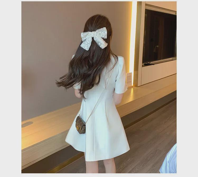 Women's Summer 2023 Slimming Suit Collar Dress – Short Sleeve, High-End Style