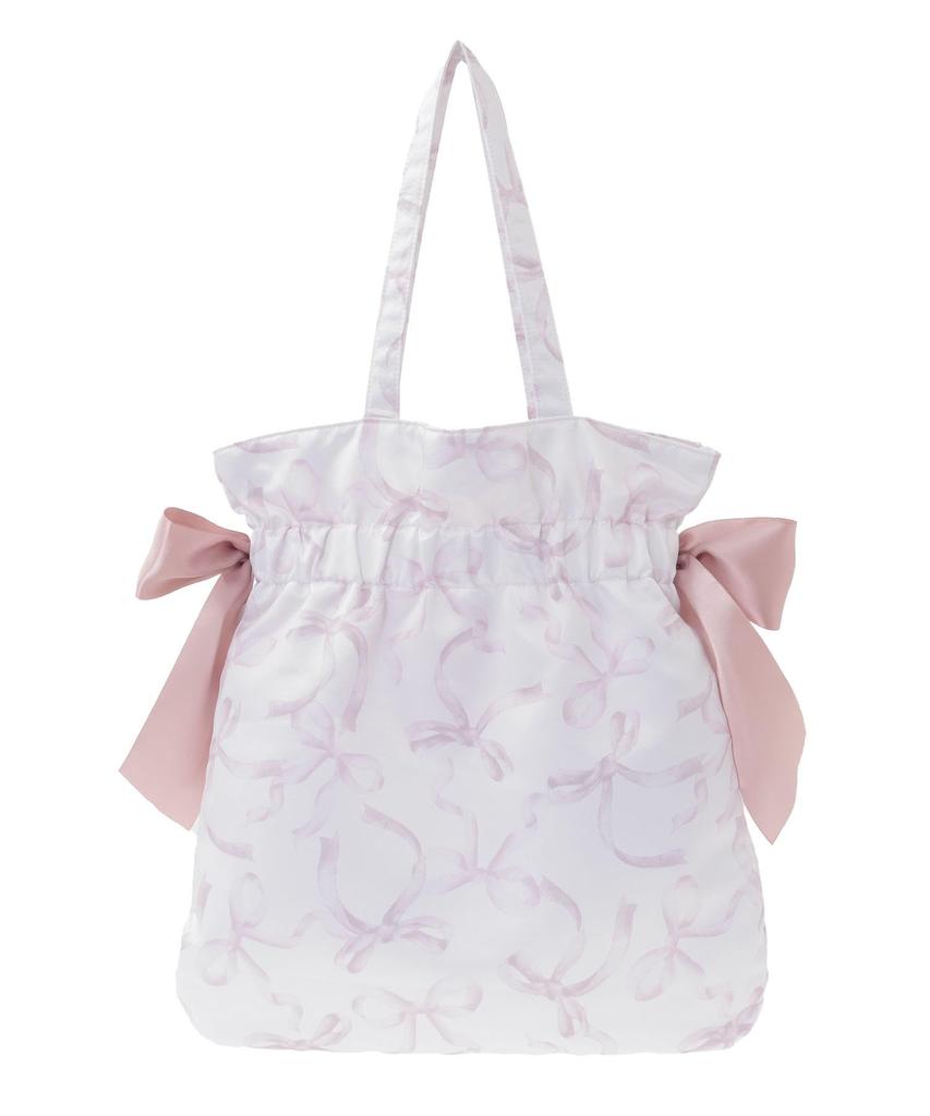 Maison De FLEUR Ribbon Pattern Double Ribbon Tote Bag, Pink, Size F, 08001132400