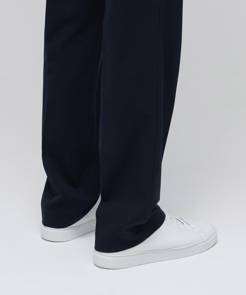 MUSINSA STANDARD Lightweight Semi-Wide Hidden Banding Slacks [Navy]