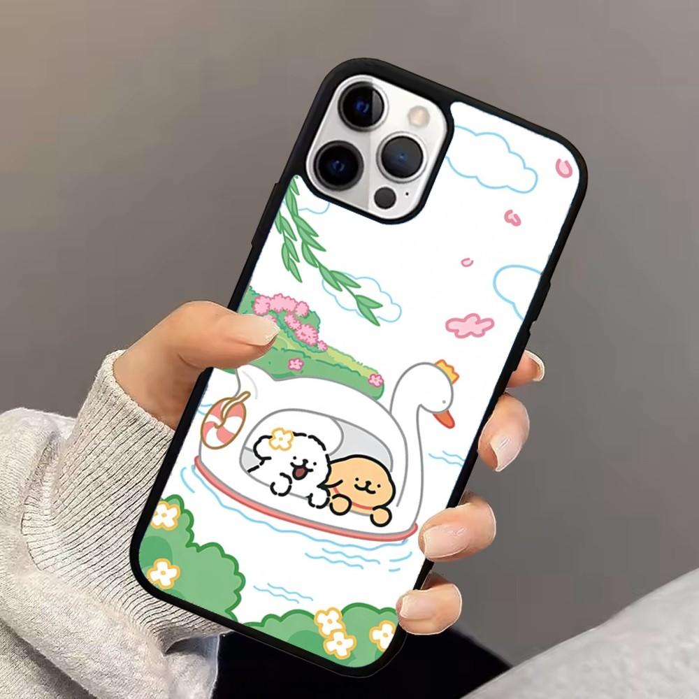 L-Line Puppy Maltese Phone Case For iPhone 16,15,14,13,12,11,Pro,Max,Plus,Mini,Magsafe,Magnetic Wireless Charging Case