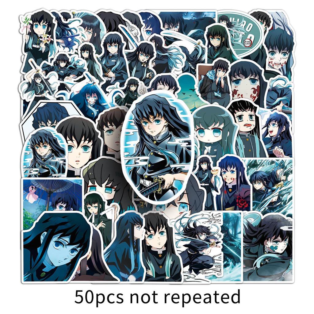 50 Tokito Muichiro Graffiti-klistremerker: Japansk Anime Demon Slayer Dekor for Telefondeksler & Vannkopper