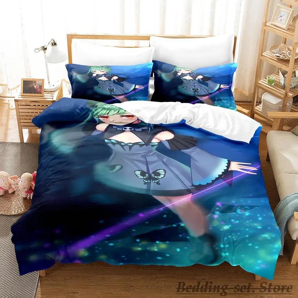 

Vtuber Hololive Uruha Rushia Комплект постельного белья из трех предметов с рисунком из мультфильма «Аниме» для взрослых и детей, комплект пододеяльников 3D, милые девушки в бикини 70x133cm 2pcs
