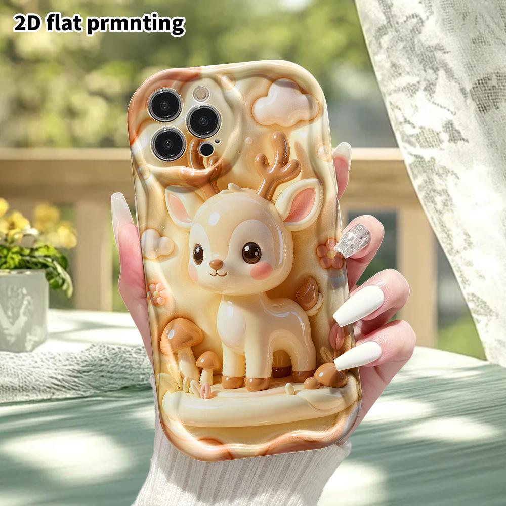 Phone Case: 2D Flat Design, Fits iPhone 18 17 16 15 14 13 Pro, with a Little Deer Toy, Perfect Christmas and Halloween Holiday Gift