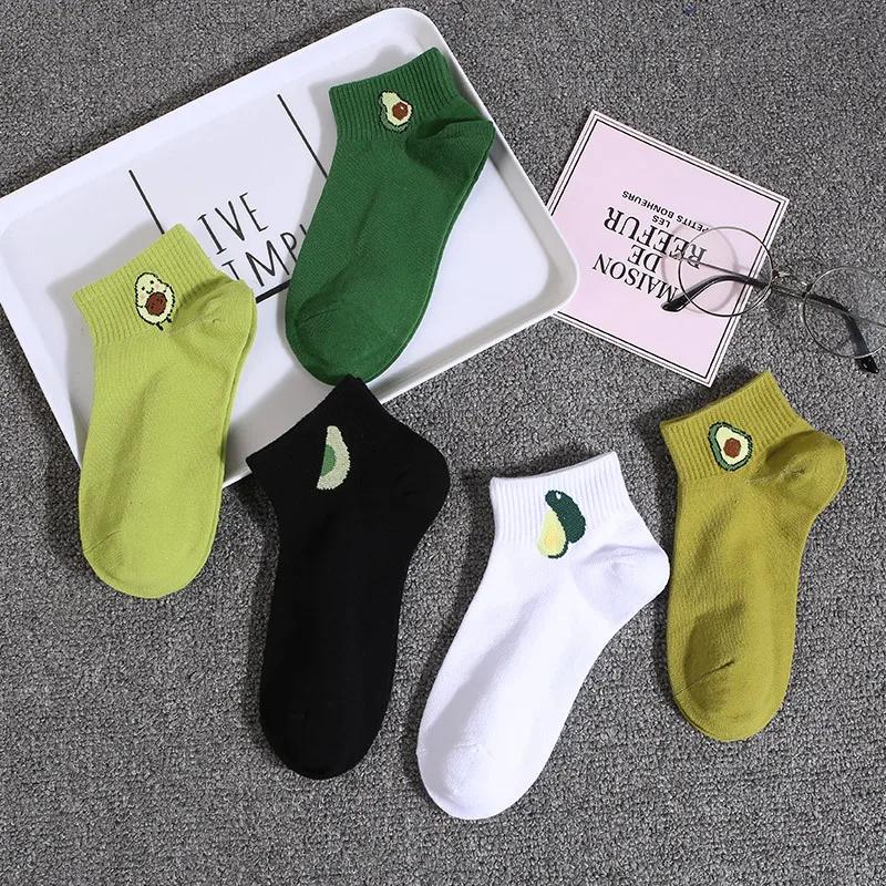 

5 Pair Women Socks Cotton Harajuku Cartoon Women s Cotton Socks Hamburger Fries Fruit Funny Socks авокадо