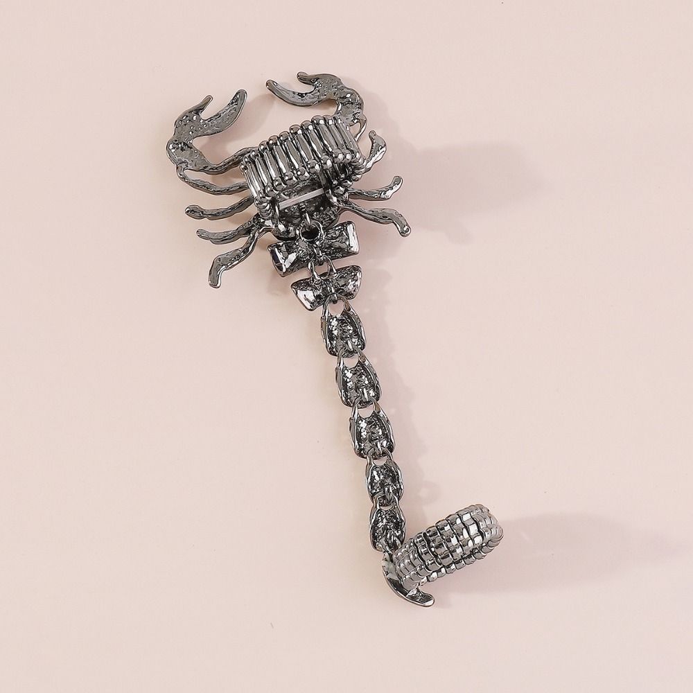 Rhinestone Scorpion Chain Ring Black Irregular Ring Rock Vintage Gold Ring  Girls
