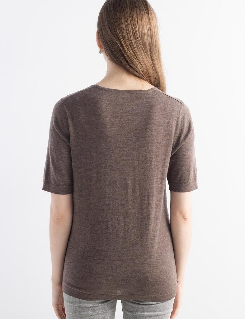 Women's Slim Fit Wool V-Neck Short Sleeve Basic T-Shirt