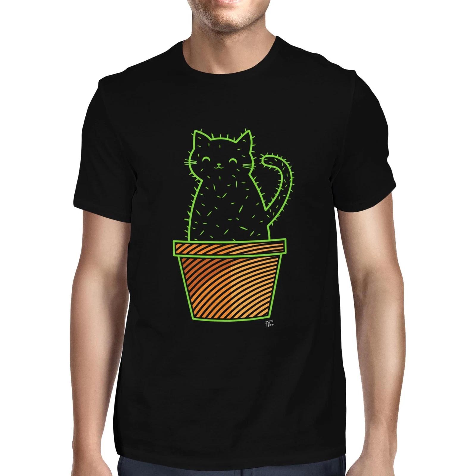 1Tee Mens Catcus Funny Cat Pun T-Shirt M