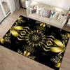Black and Gold Geometric Pattern Carpet with Floral Mandala Design Suitable for Use As an Anti-slip for Living Room Bedroom Sofas