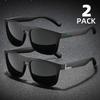2PCS Fashion Square Polarized Sunglasses Men Vintage Plastic Male Sun Glasses Women Stylish Black Sport Shades UV400