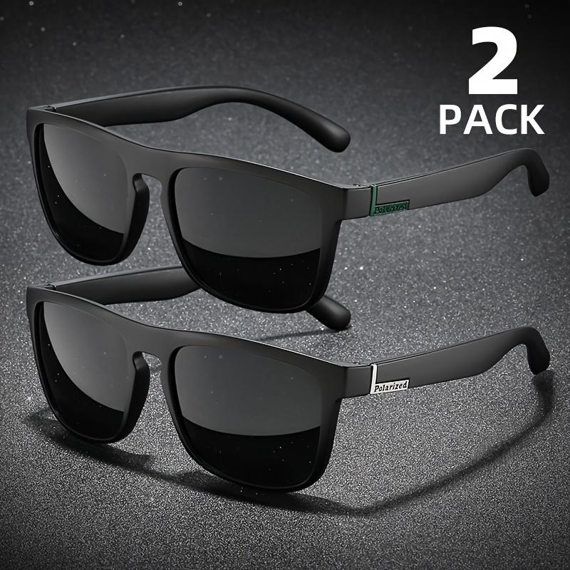 2PCS Fashion Square Polarized Sunglasses Men Vintage Plastic Male Sun Glasses Women Stylish Black Sport Shades UV400